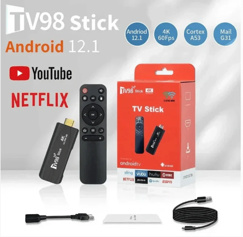 TV Stick Inteligente 4K Android – Wi-Fi Dual, Ultra HD, Rápido y Compacto